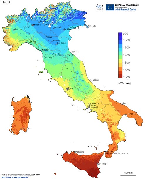 cartina solare Italia
